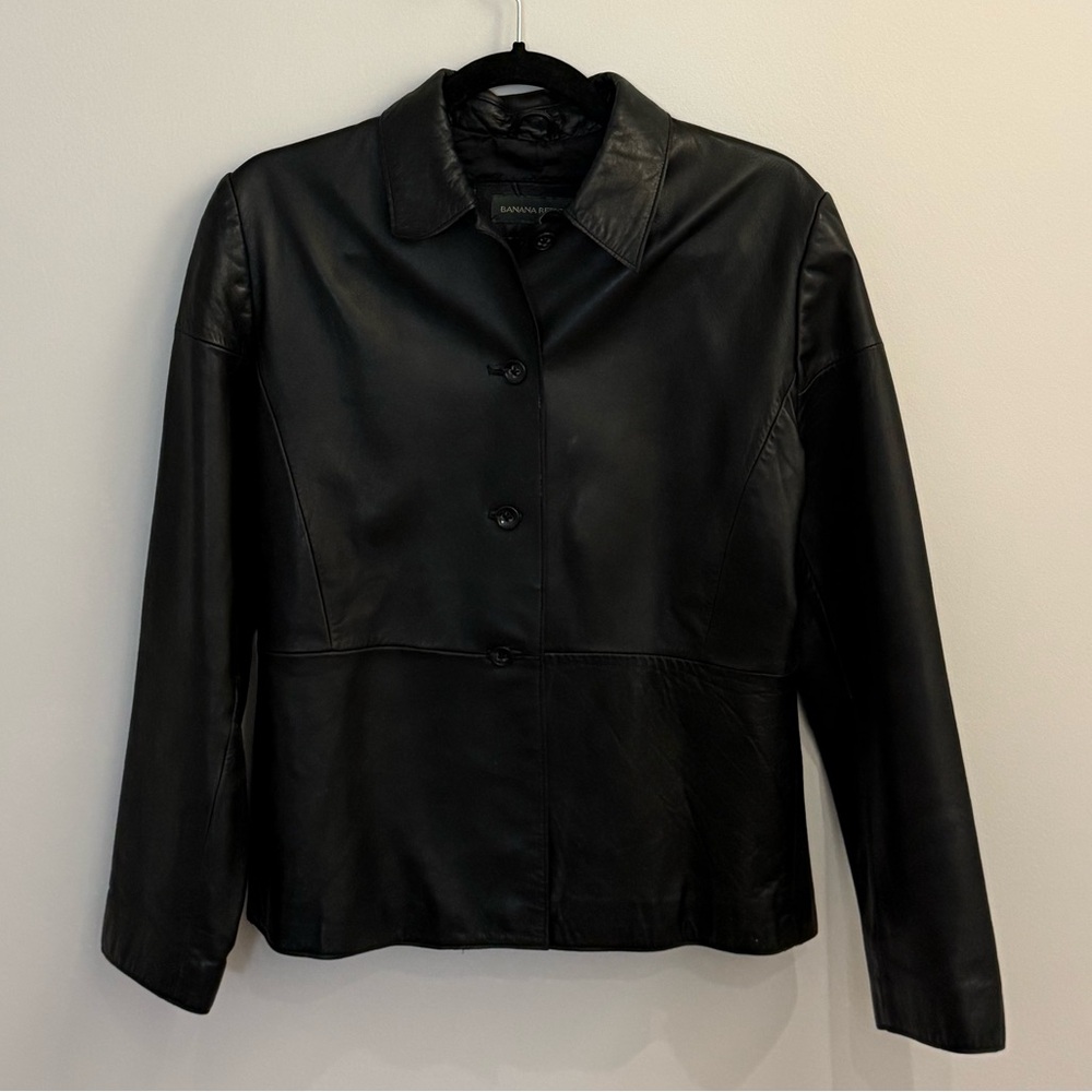 Classic Black Genuine Leather Jacket Blazer